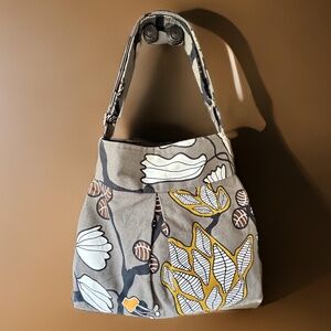 Large Lined Fabric Tote Funky Tree Print
